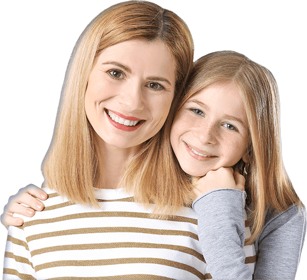 Mother and daughter smiling together