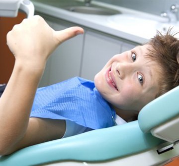 A child at his dental appointment.