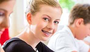 Young woman with braces