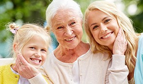 Mother daughter and granddaughter outdoors